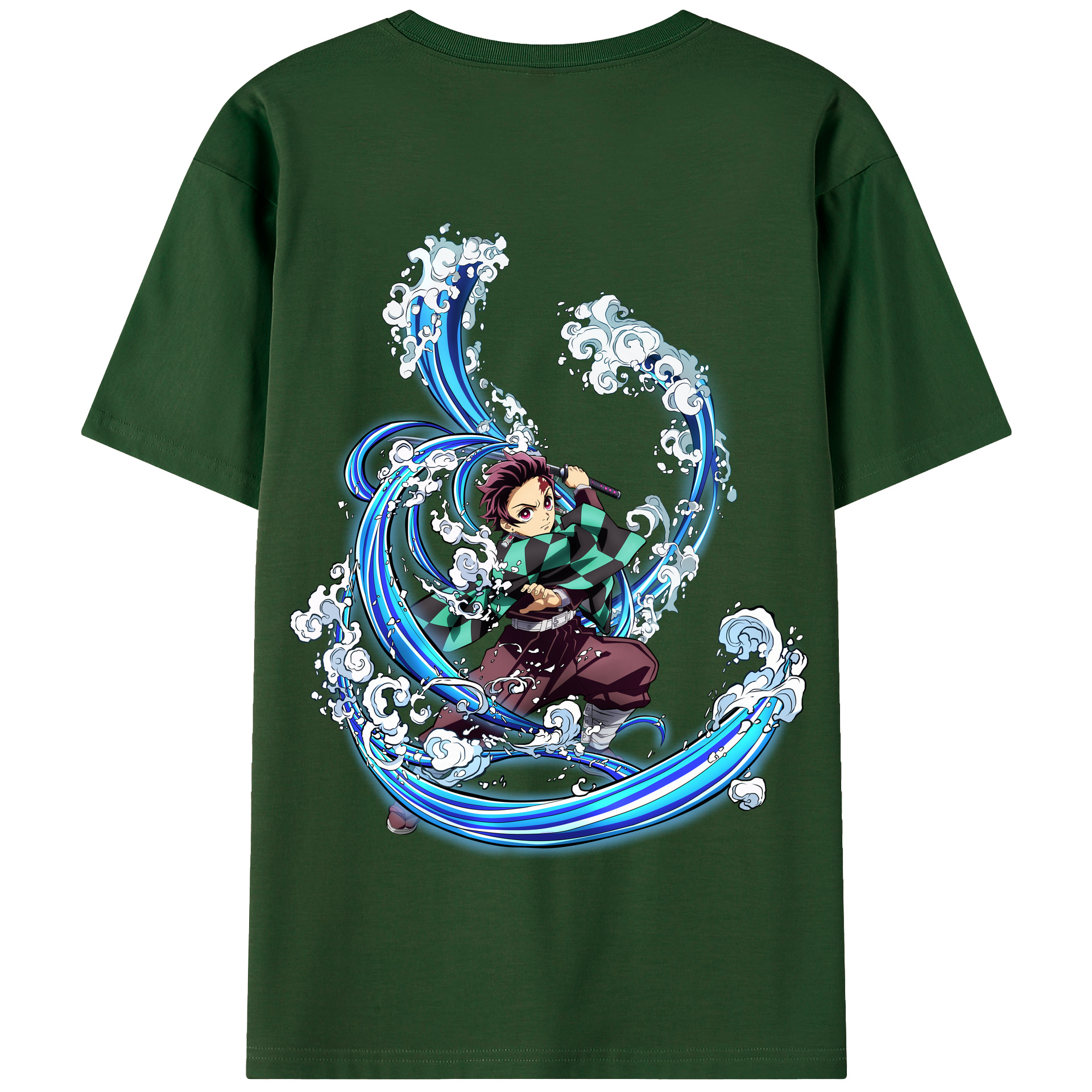 （画像用） 鬼滅の刃 竈門 炭治郎／かまど たんじろう Kamado Tanjirou 綿100％半袖Tシャツ（背面プリント）